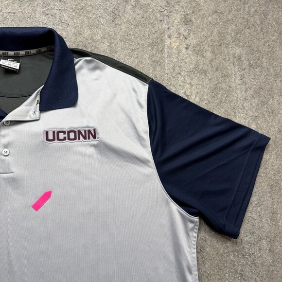 UConn Huskies Nike Polo Shirt Men 3XL White Blue Gray Colorblock Performance - Picture 3 of 13